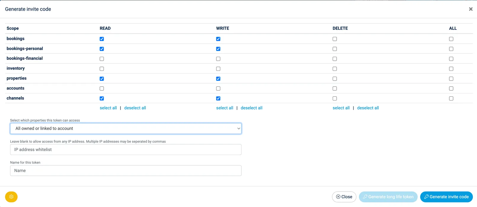 Beds24 API permissions for Nowistay