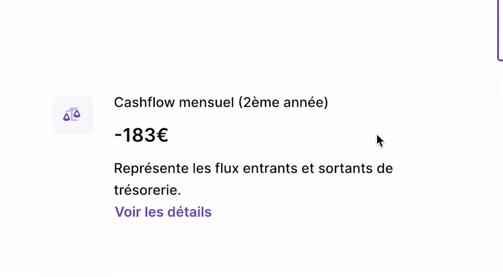 Negative cash flow example
