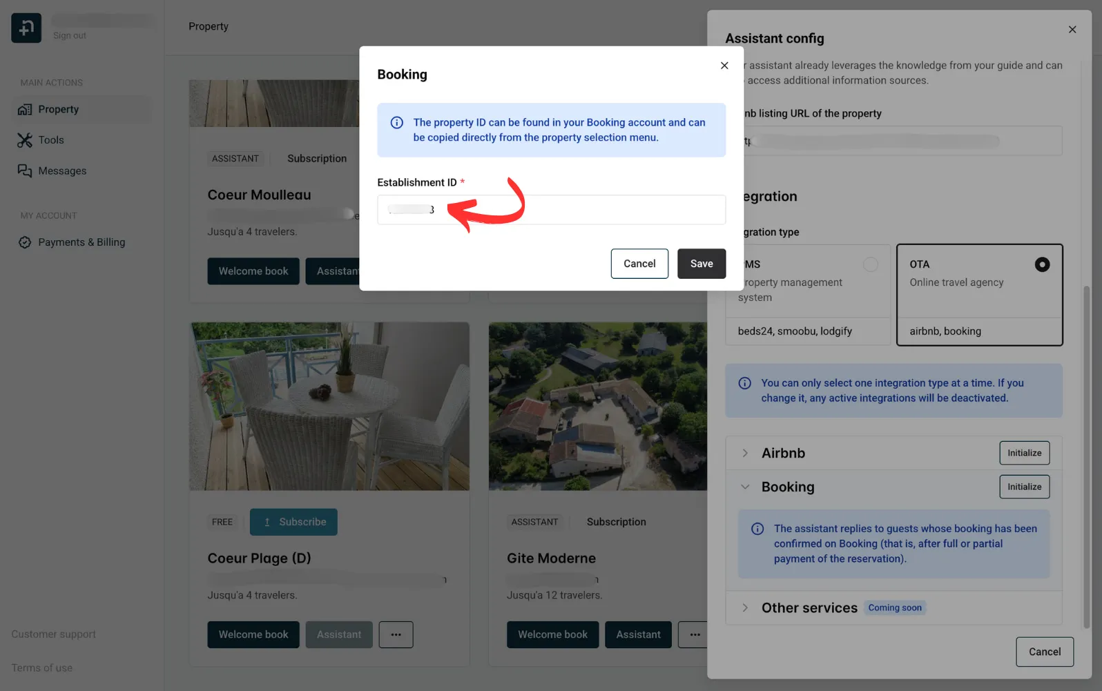 Enter Booking Property ID