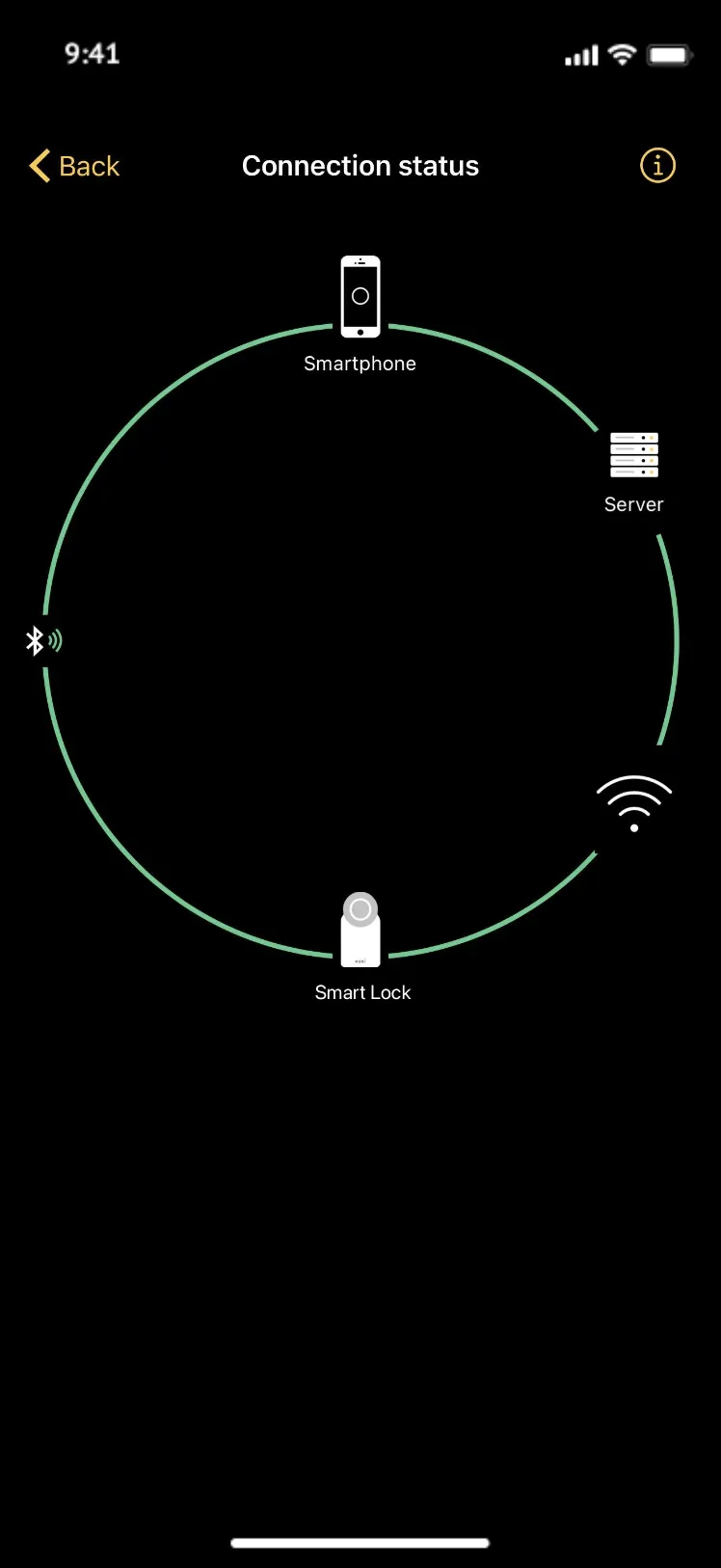 Nuki app showing lock connection status