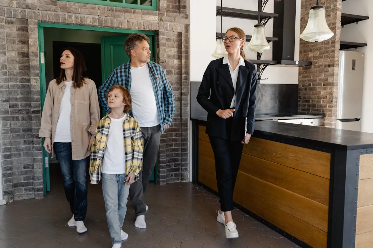 Family touring a vacation rental property