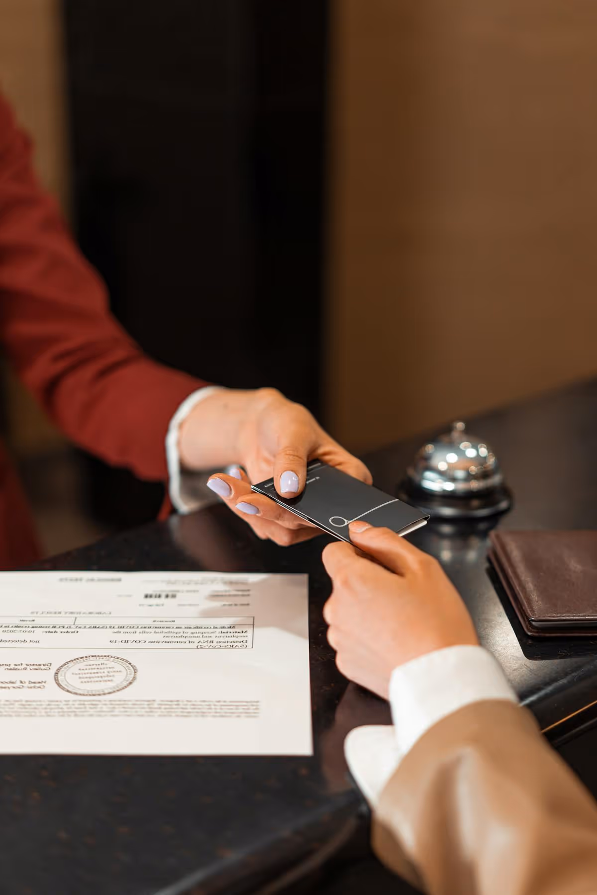 Welcoming hotel check-in experience without security deposit friction