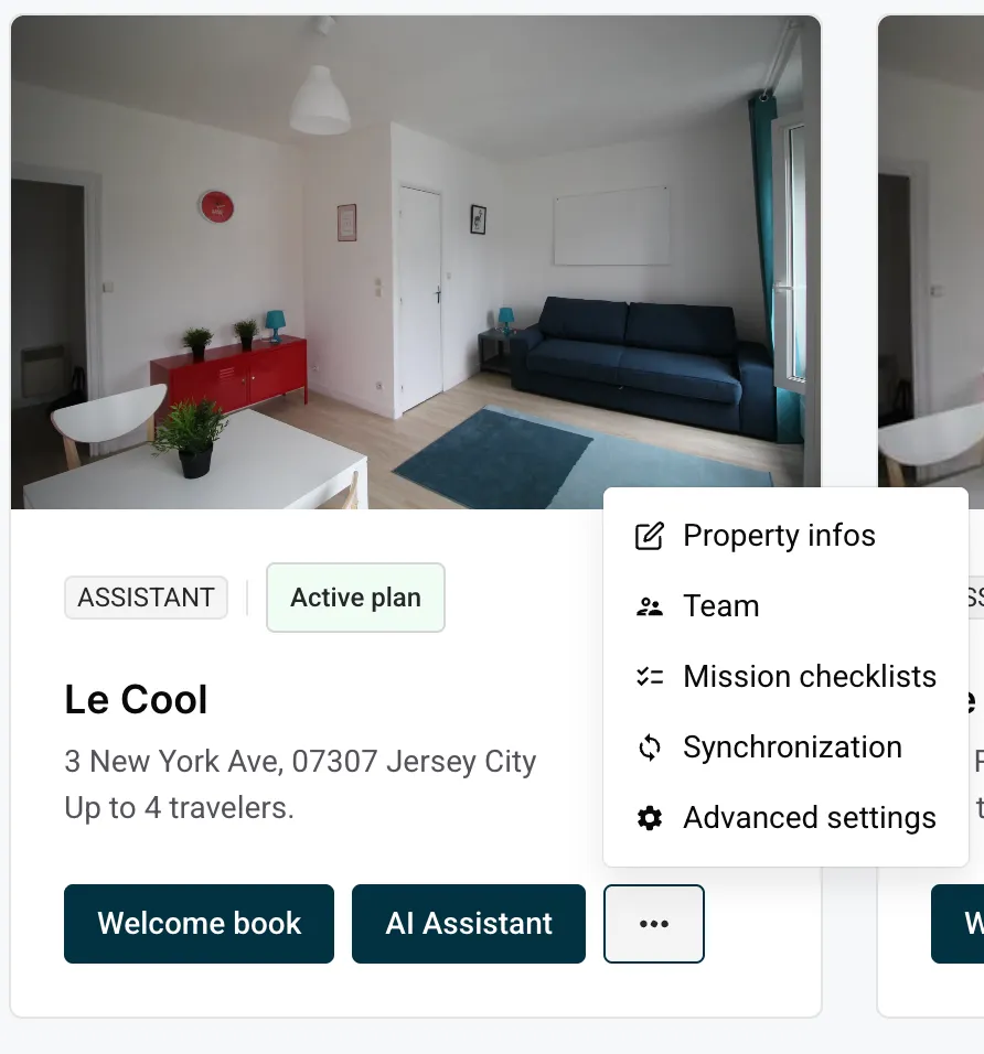 Property card menu showing Synchronization option