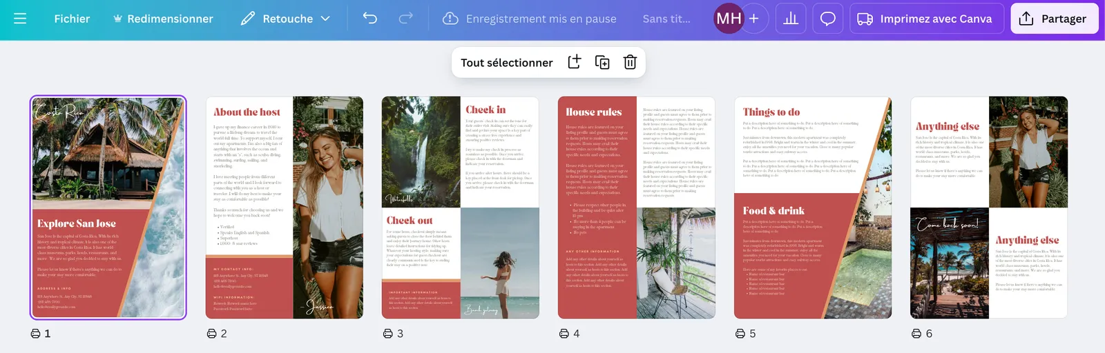 Canva template for Airbnb welcome book design